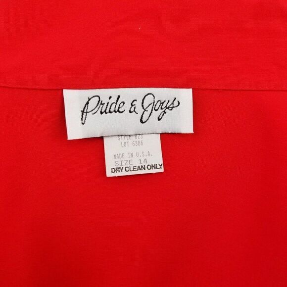 Pride and Joys Red Dress Blouse 1980s Vintage Top USA Made Career Blouse Sz 14 - Picture 4 of 8